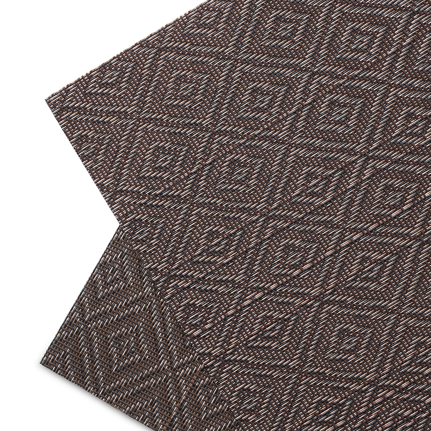 Set Of 2 Brown Geometric Design Pvc Placemats