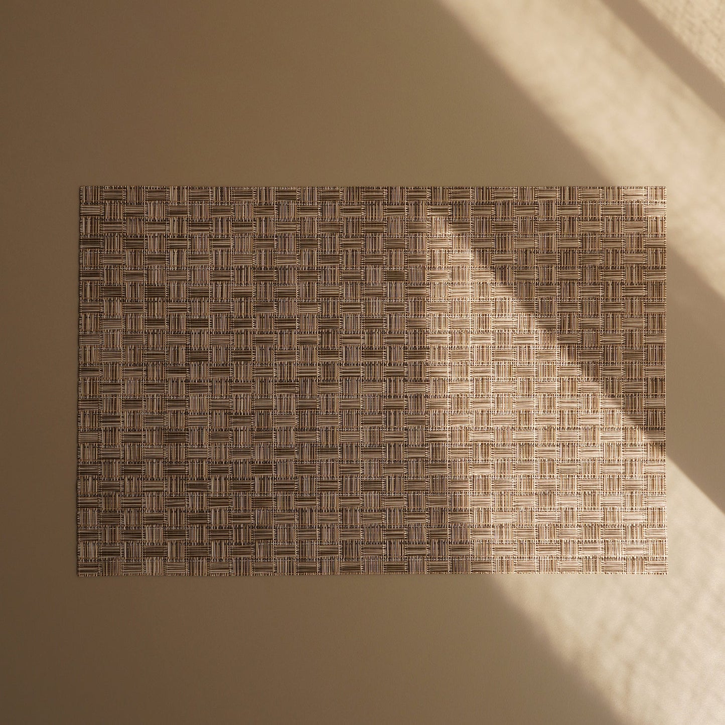 Set of 2 Light Brown Woven PVC Placemats