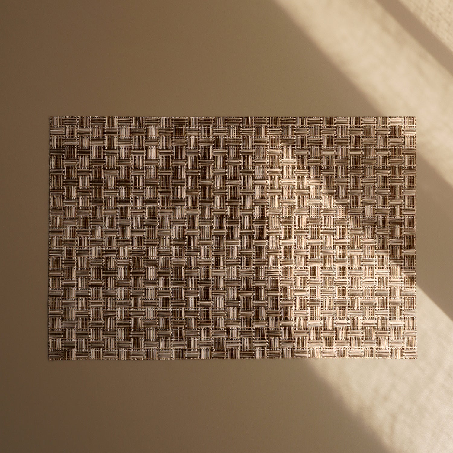 Set of 2 Light Brown Woven PVC Placemats