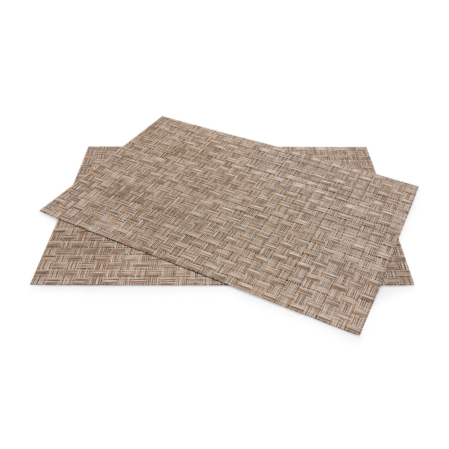Set of 2 Light Brown Woven PVC Placemats
