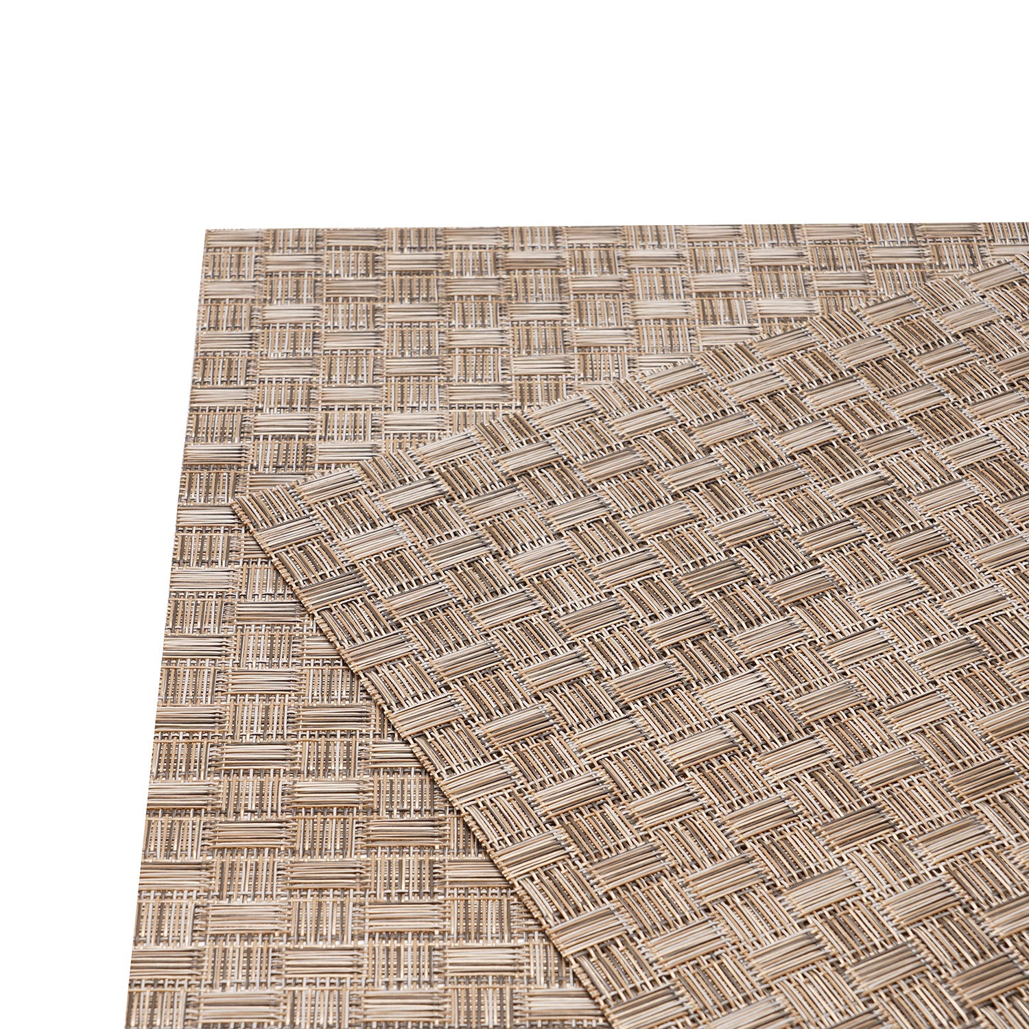 Set of 2 Light Brown Woven PVC Placemats