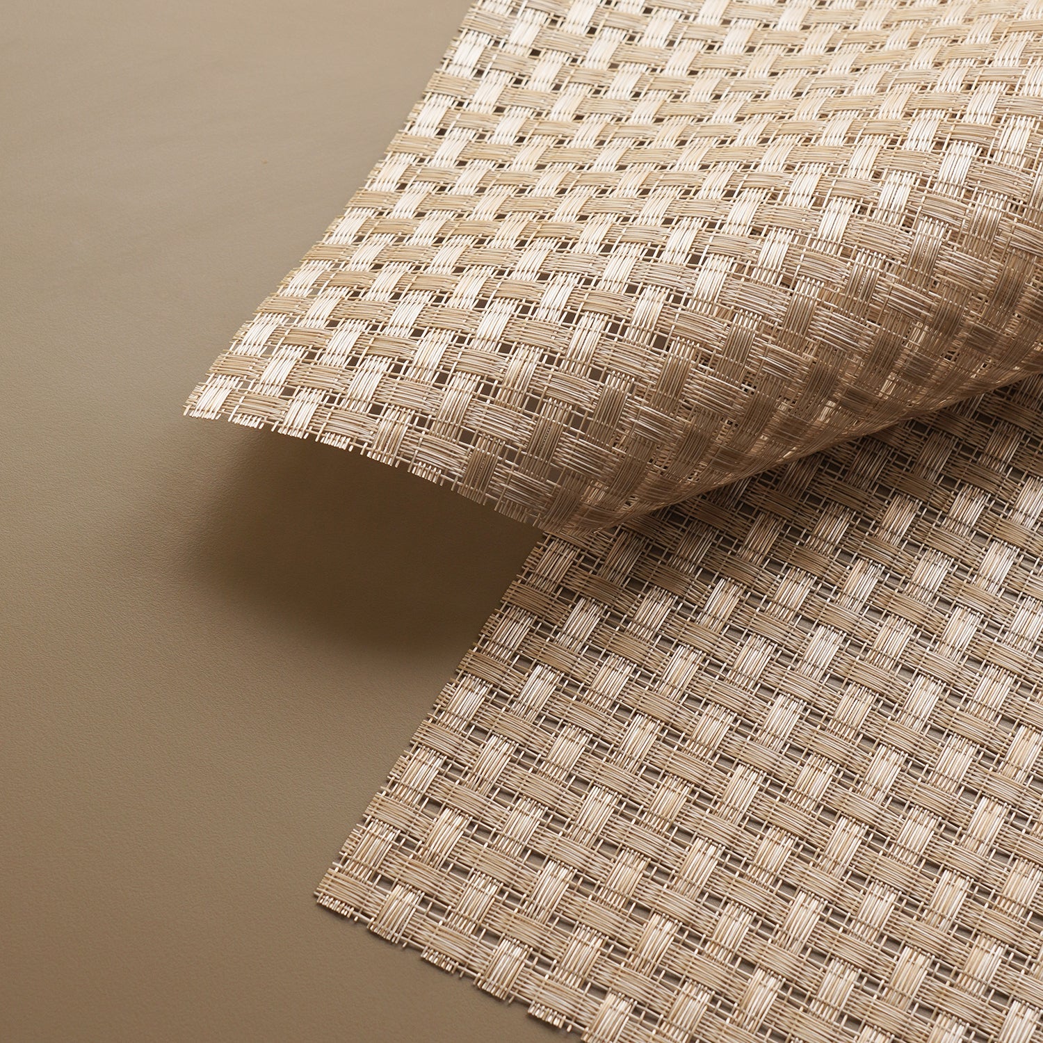 Set of 2 Beige Woven PVC Placemats