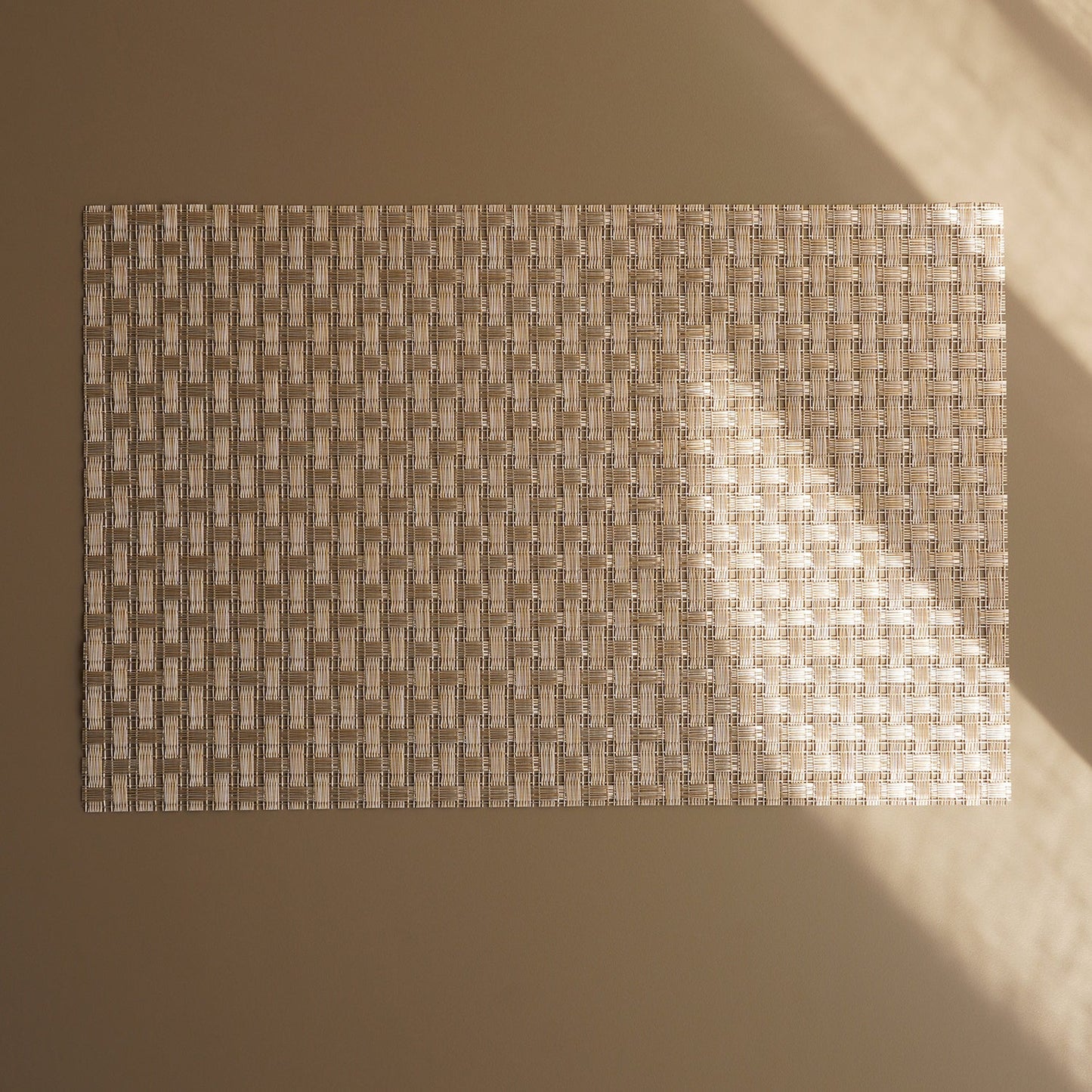 Set of 2 Beige Woven PVC Placemats