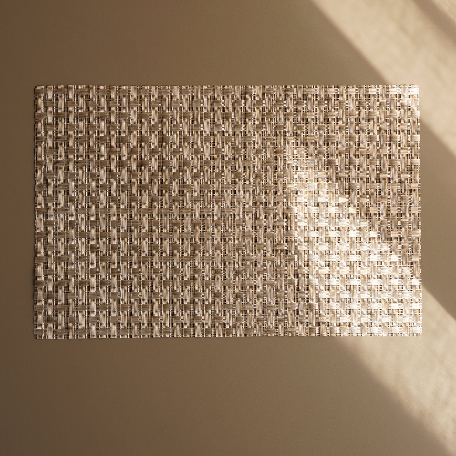 Set of 2 Beige Woven PVC Placemats
