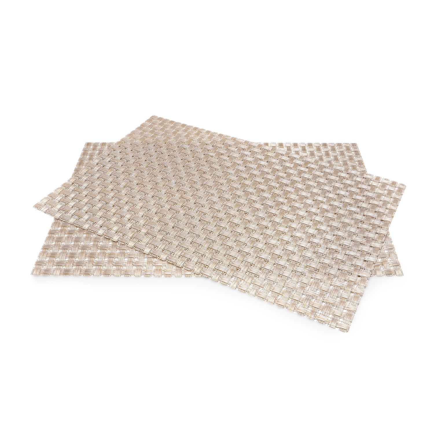 Set of 2 Beige Woven PVC Placemats