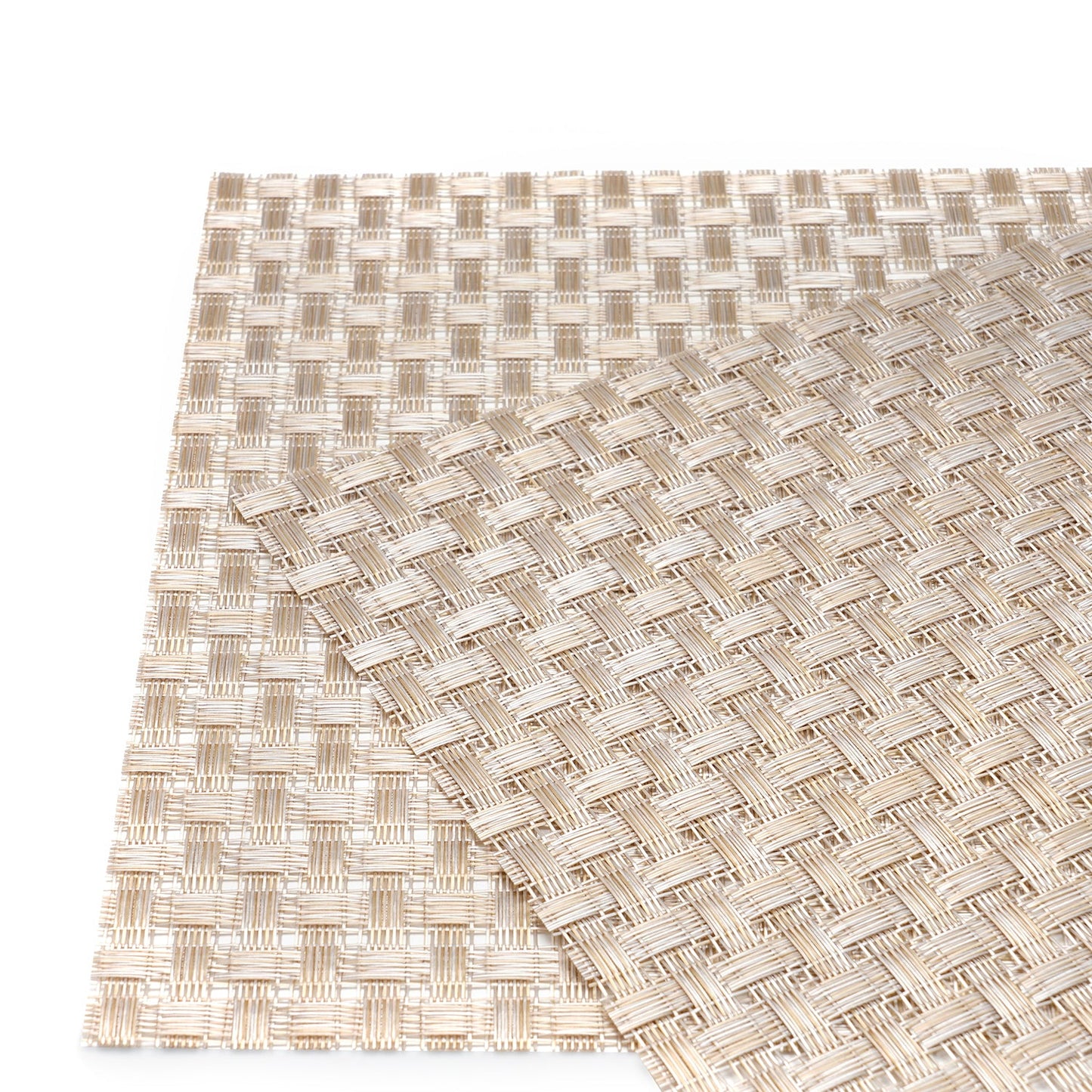 Set of 2 Beige Woven PVC Placemats
