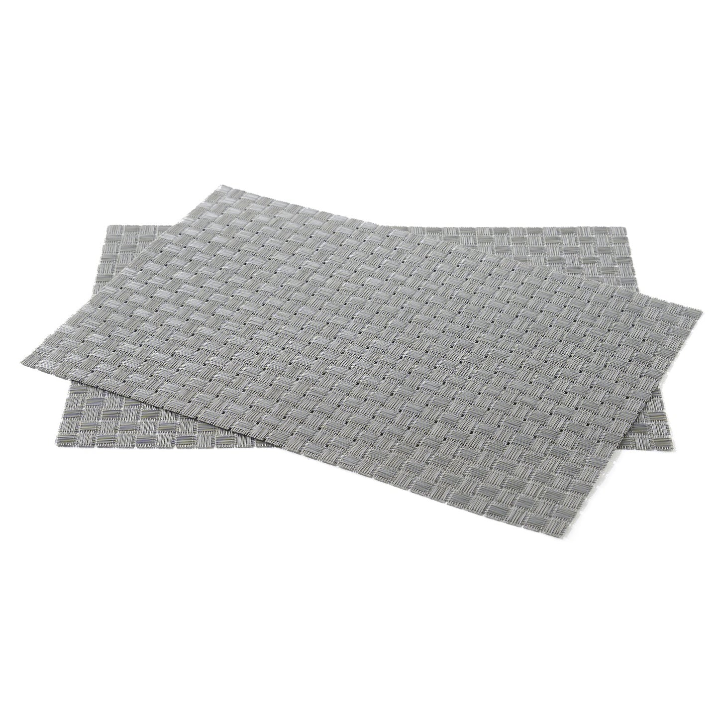 Set Of 2 Silver Woven Pvs Placemats
