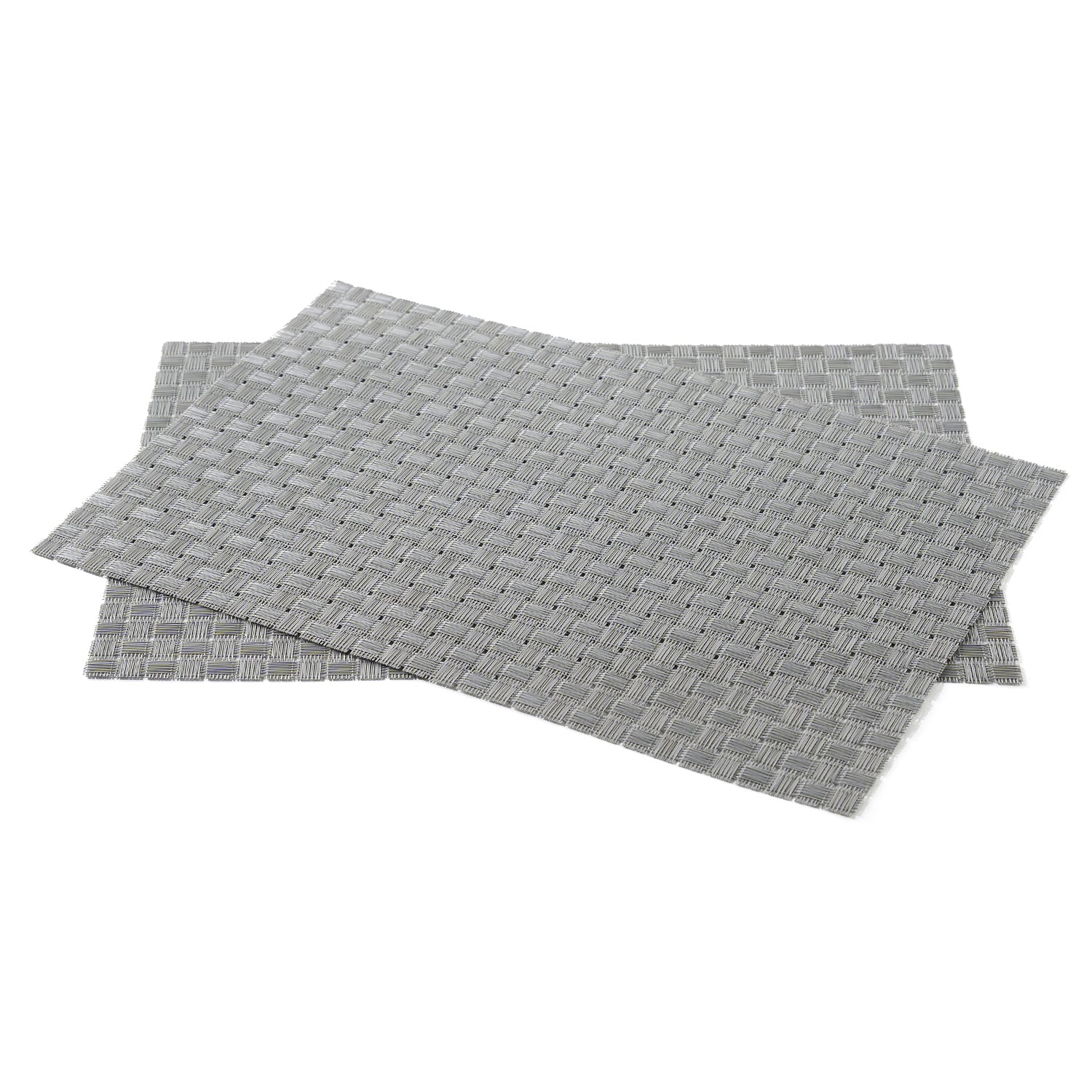 Set Of 2 Silver Woven Pvs Placemats