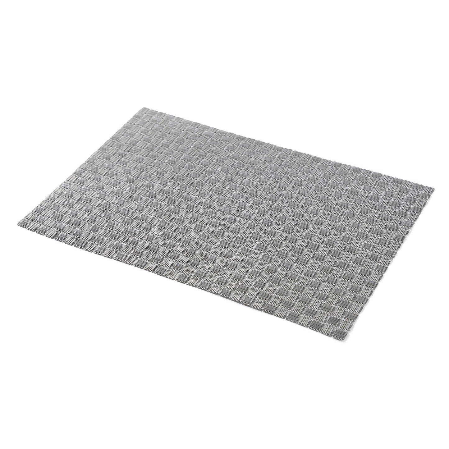 Set Of 2 Silver Woven Pvs Placemats