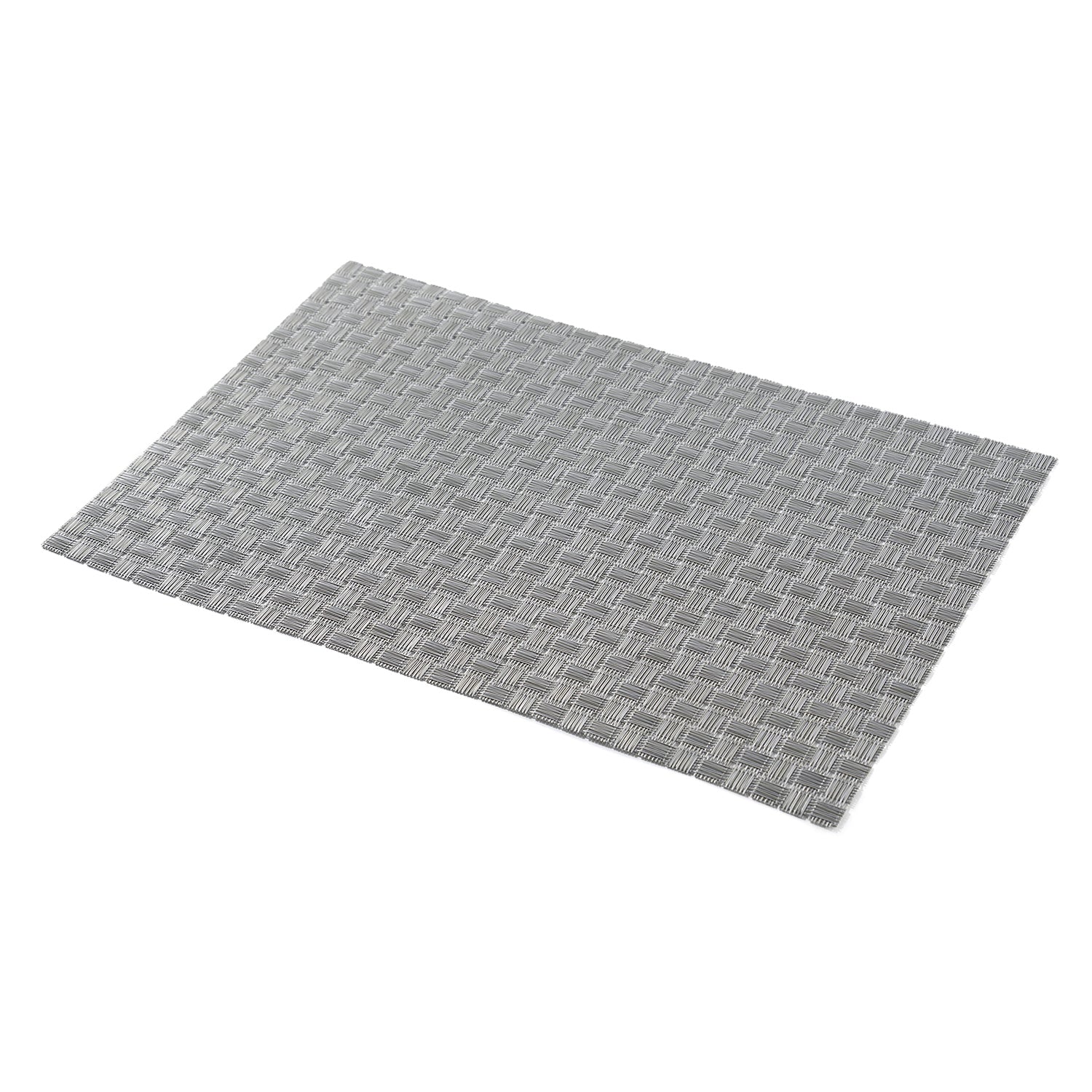 Set Of 2 Silver Woven Pvs Placemats