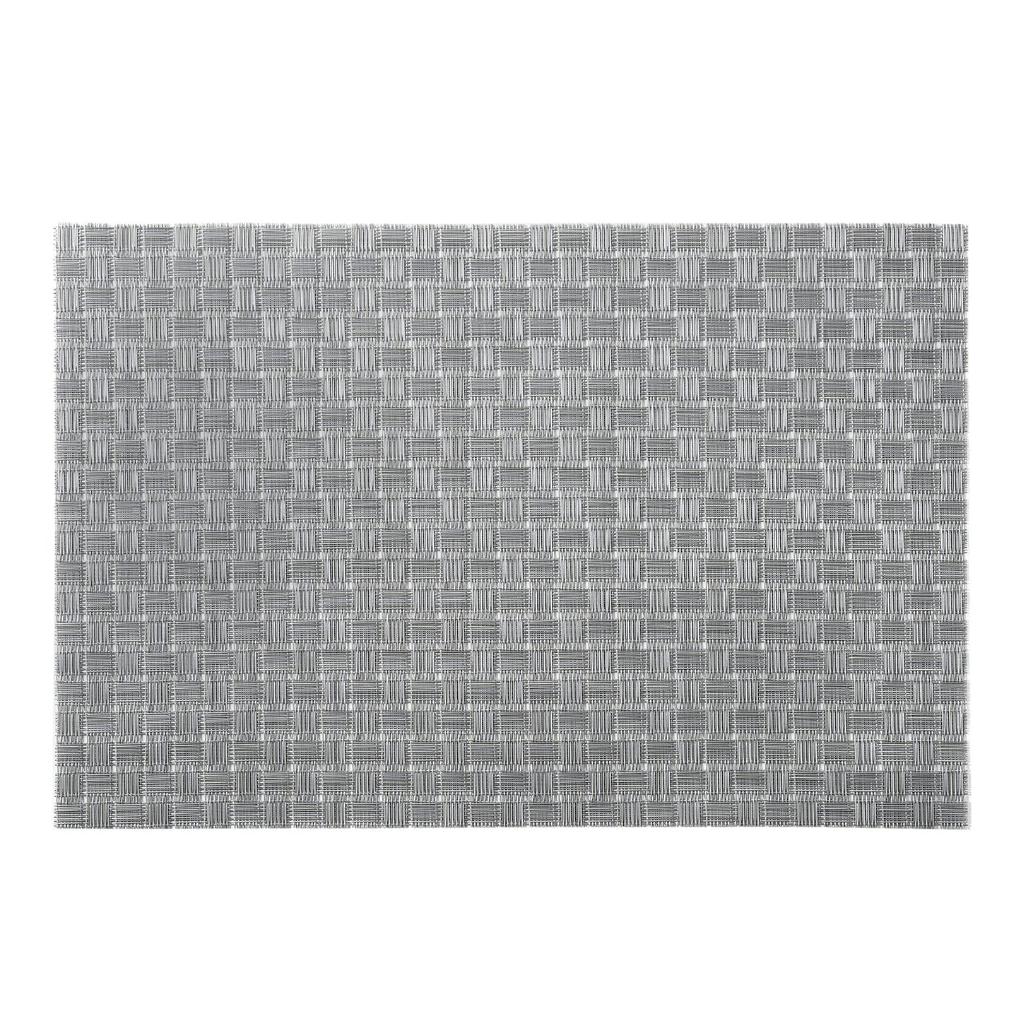 Set Of 2 Silver Woven Pvs Placemats