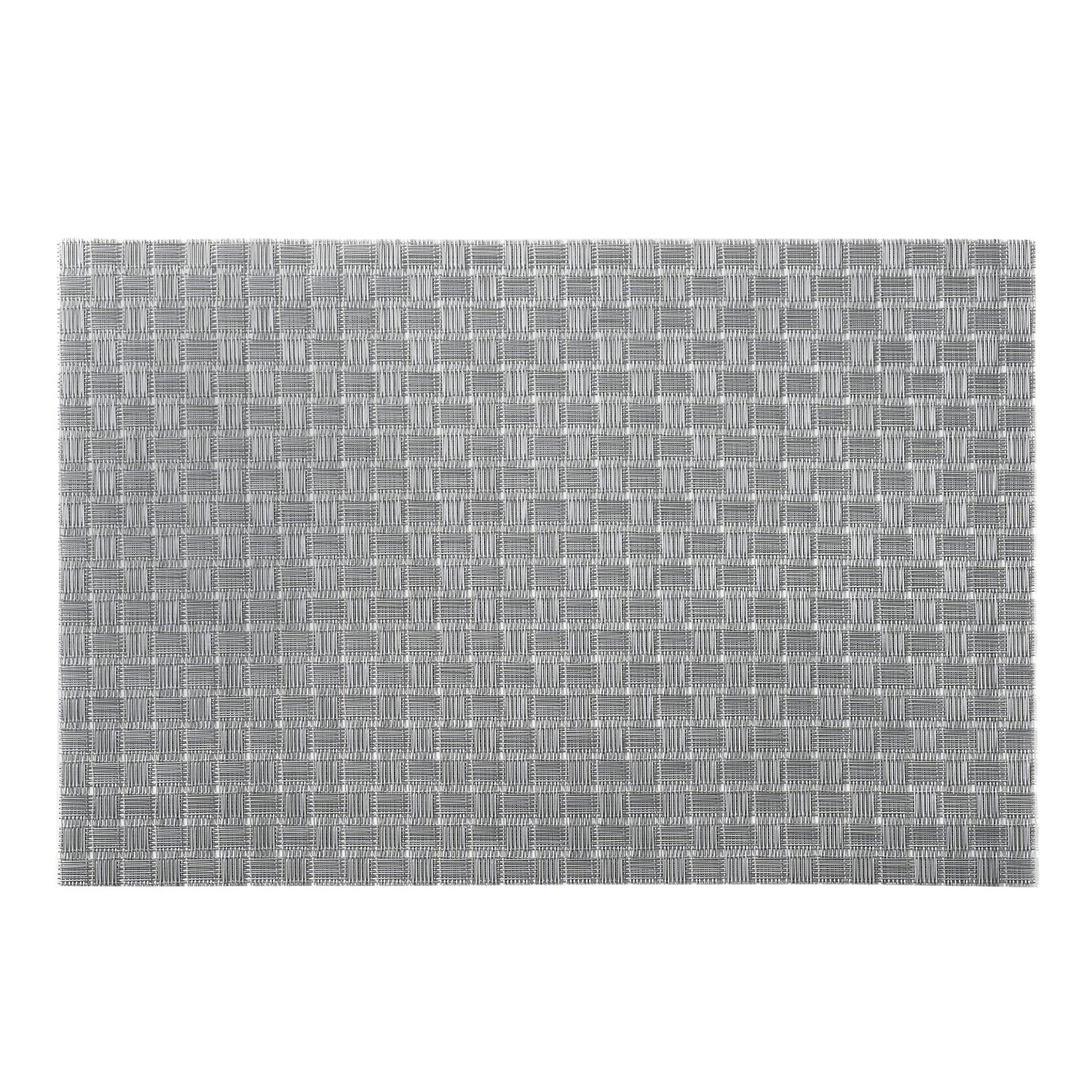 Set Of 2 Silver Woven Pvs Placemats