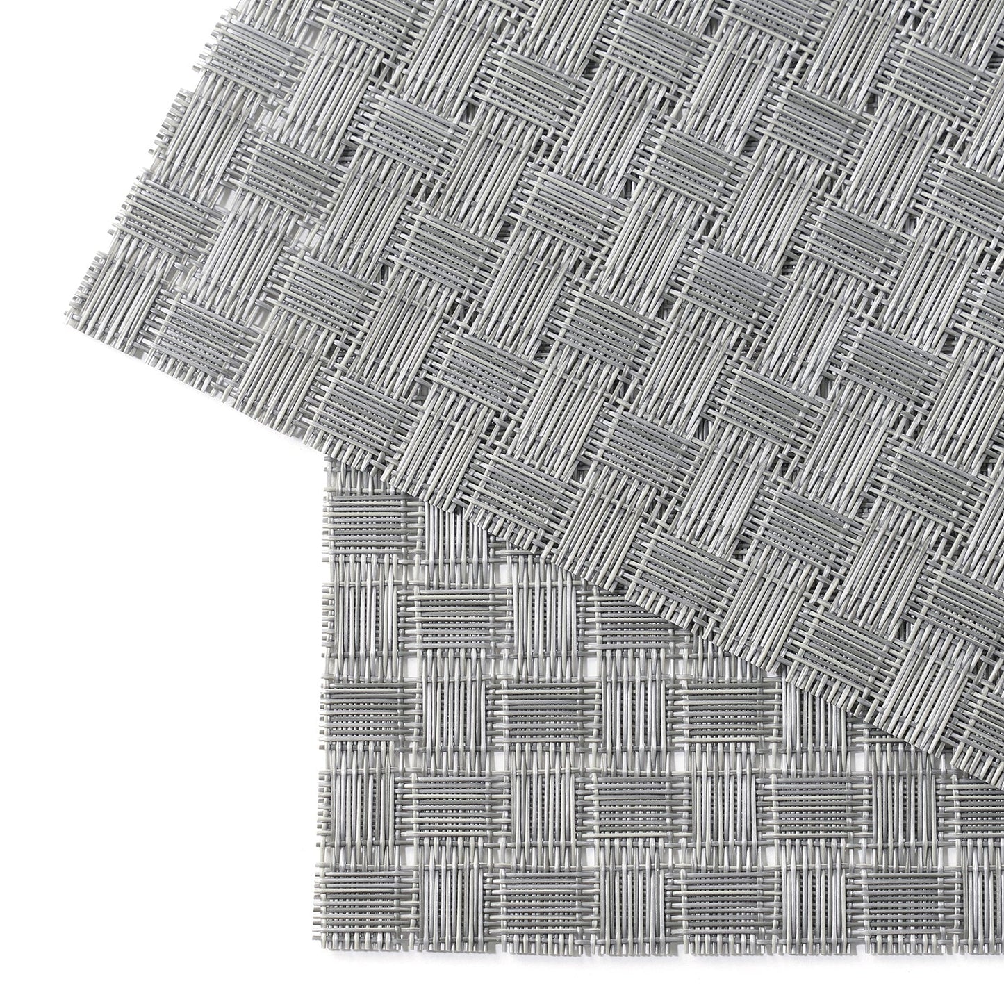 Set Of 2 Silver Woven Pvs Placemats