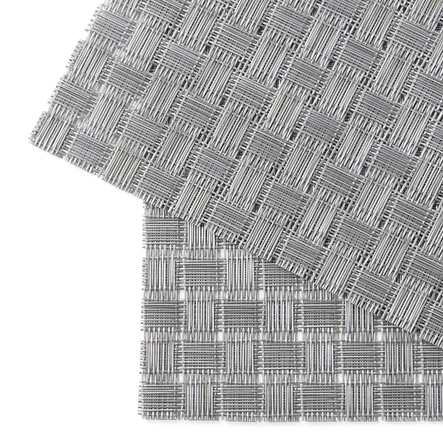 Set Of 2 Silver Woven Pvs Placemats