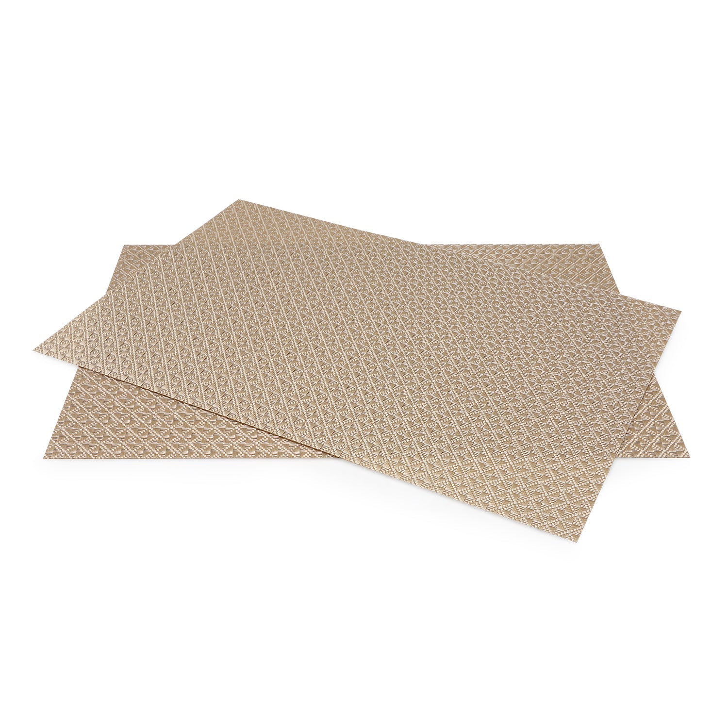 Set of 2 Beige Diamond Design PVC Placemats