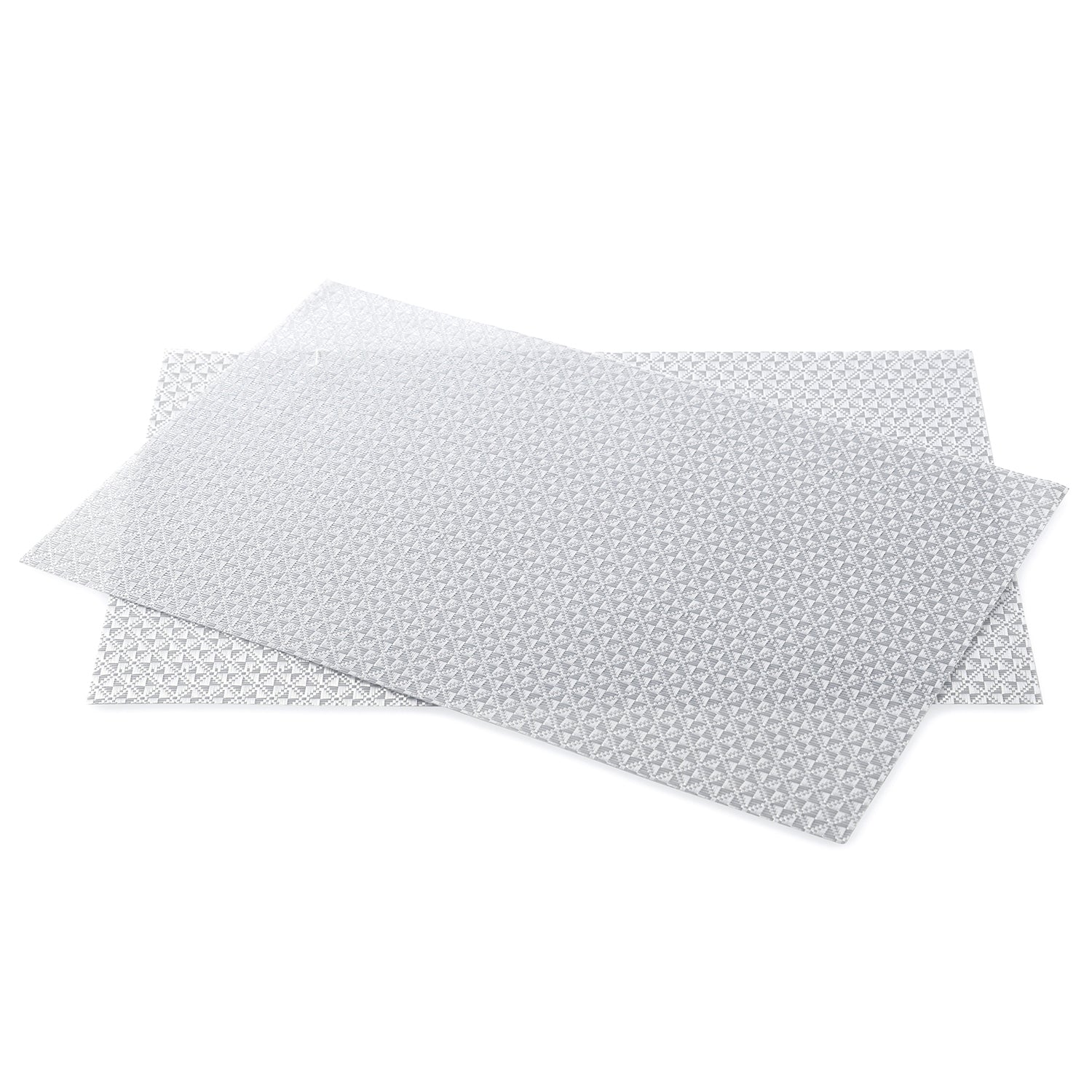 Set Of 2 Silver Diamond Design Pvc Placemats