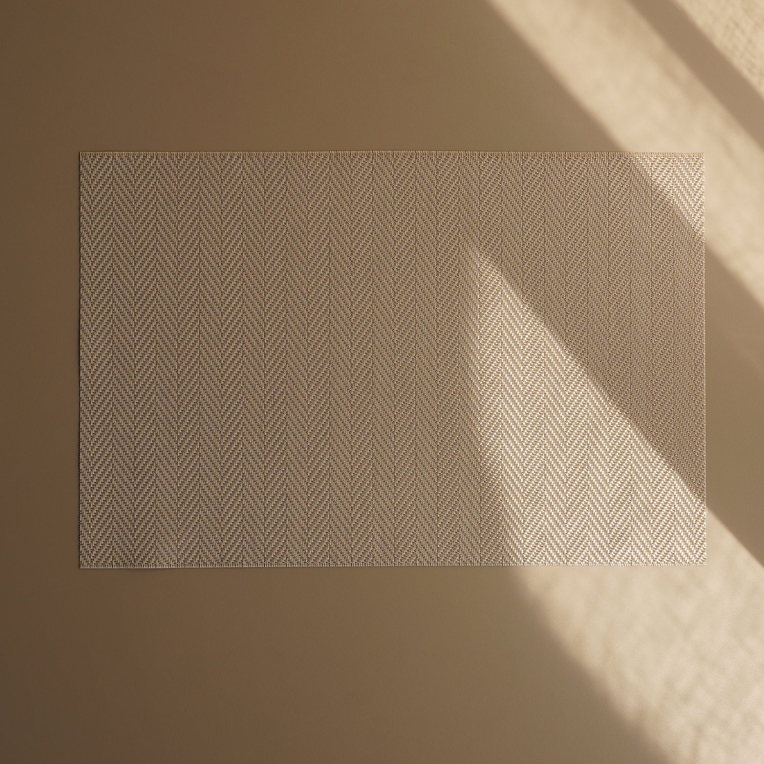 Set of 2 Beige Herringbone Design PVC Placemats