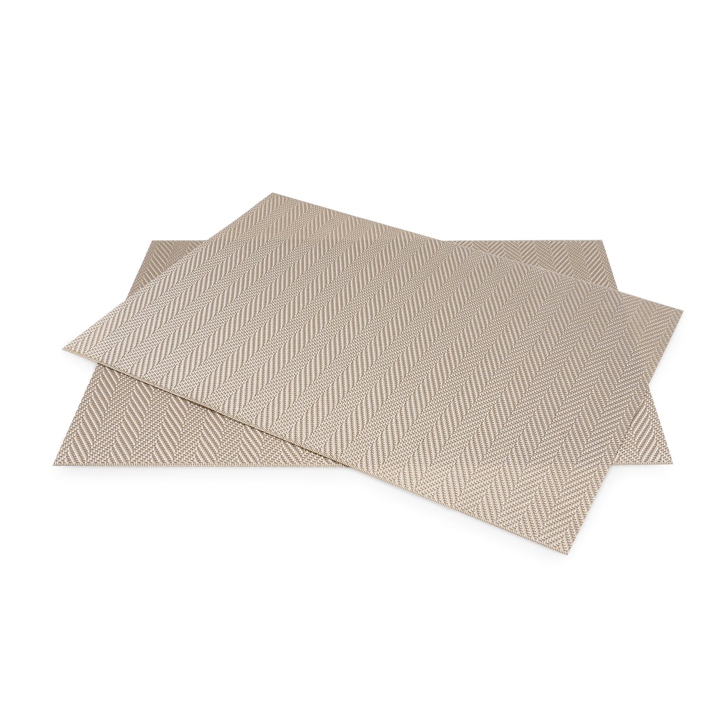 Set of 2 Beige Herringbone Design PVC Placemats