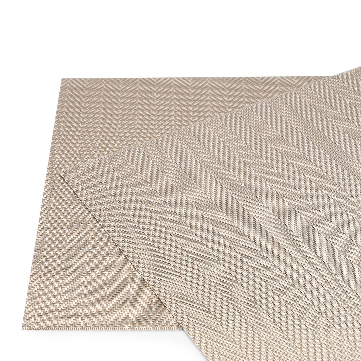 Set of 2 Beige Herringbone Design PVC Placemats