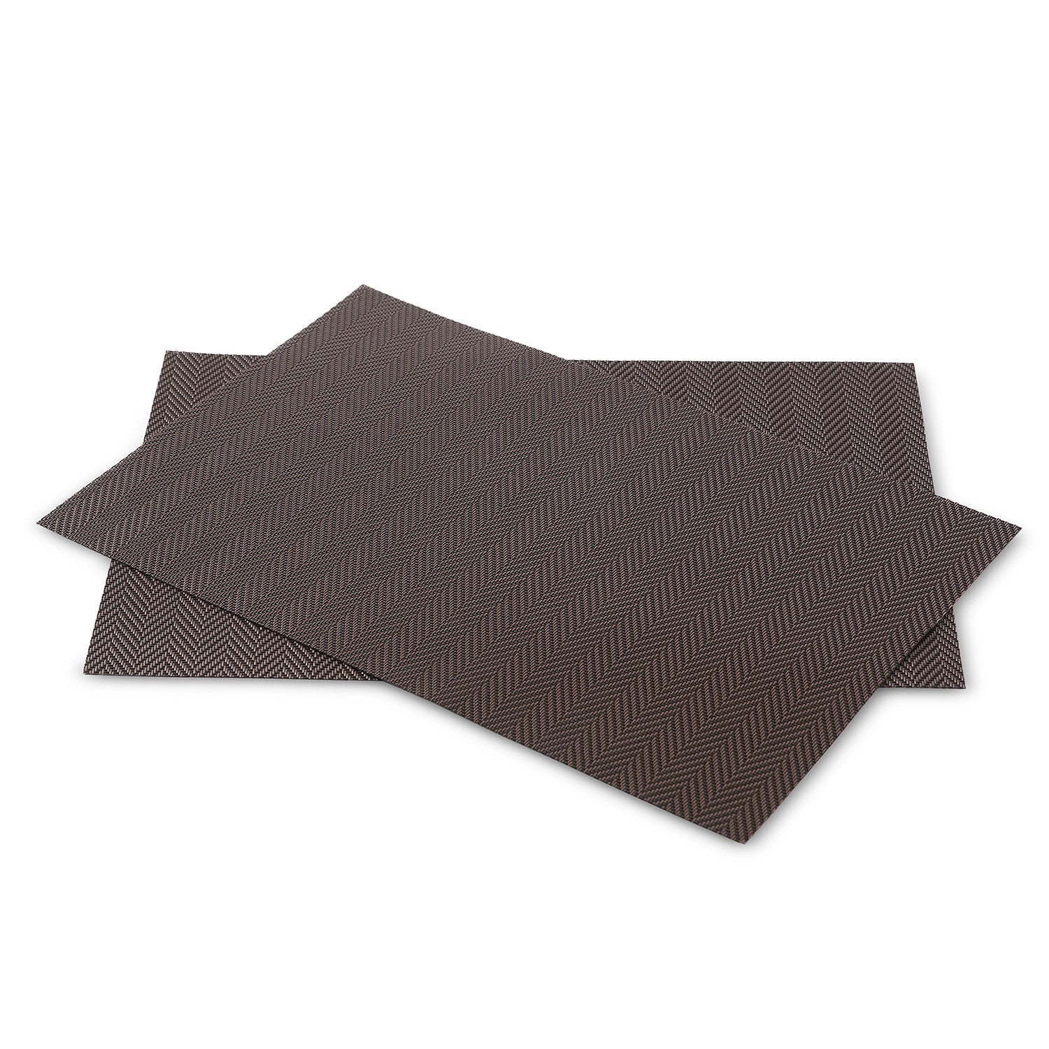 Set Of 2 Brown Herringbone Design Pvc Placemats