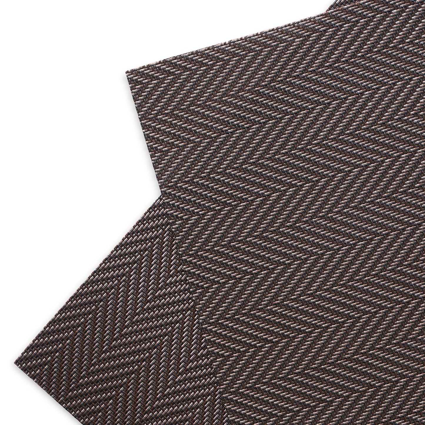 Set Of 2 Brown Herringbone Design Pvc Placemats