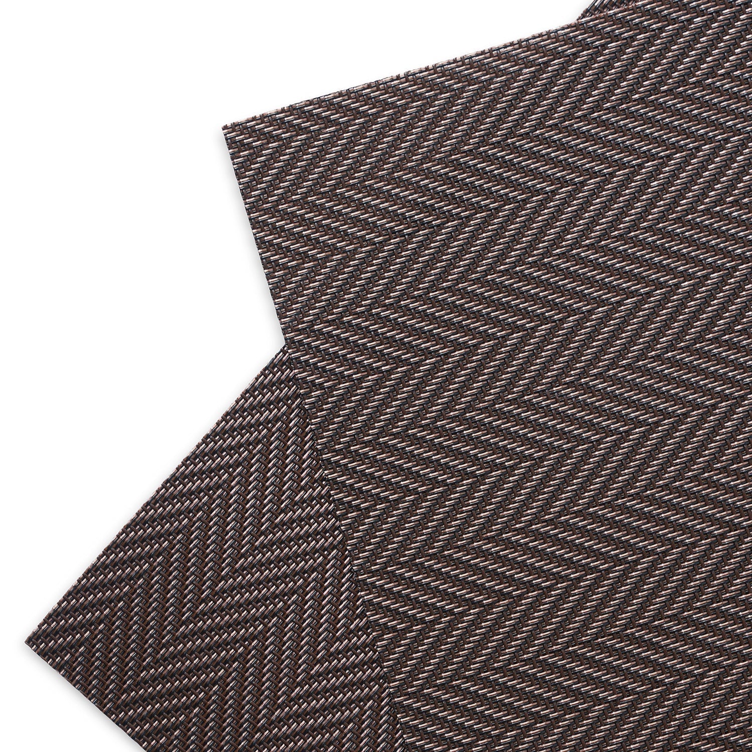 Set Of 2 Brown Herringbone Design Pvc Placemats