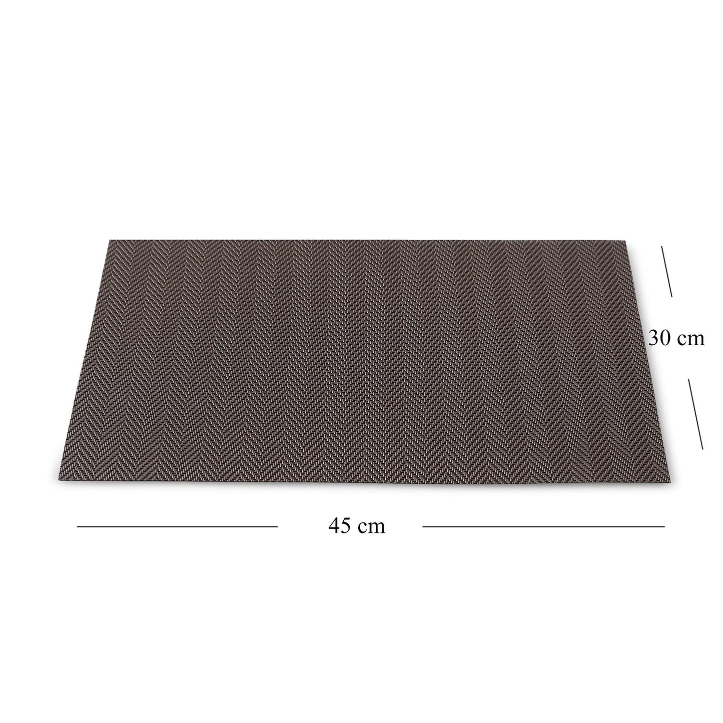 Set Of 2 Brown Herringbone Design Pvc Placemats