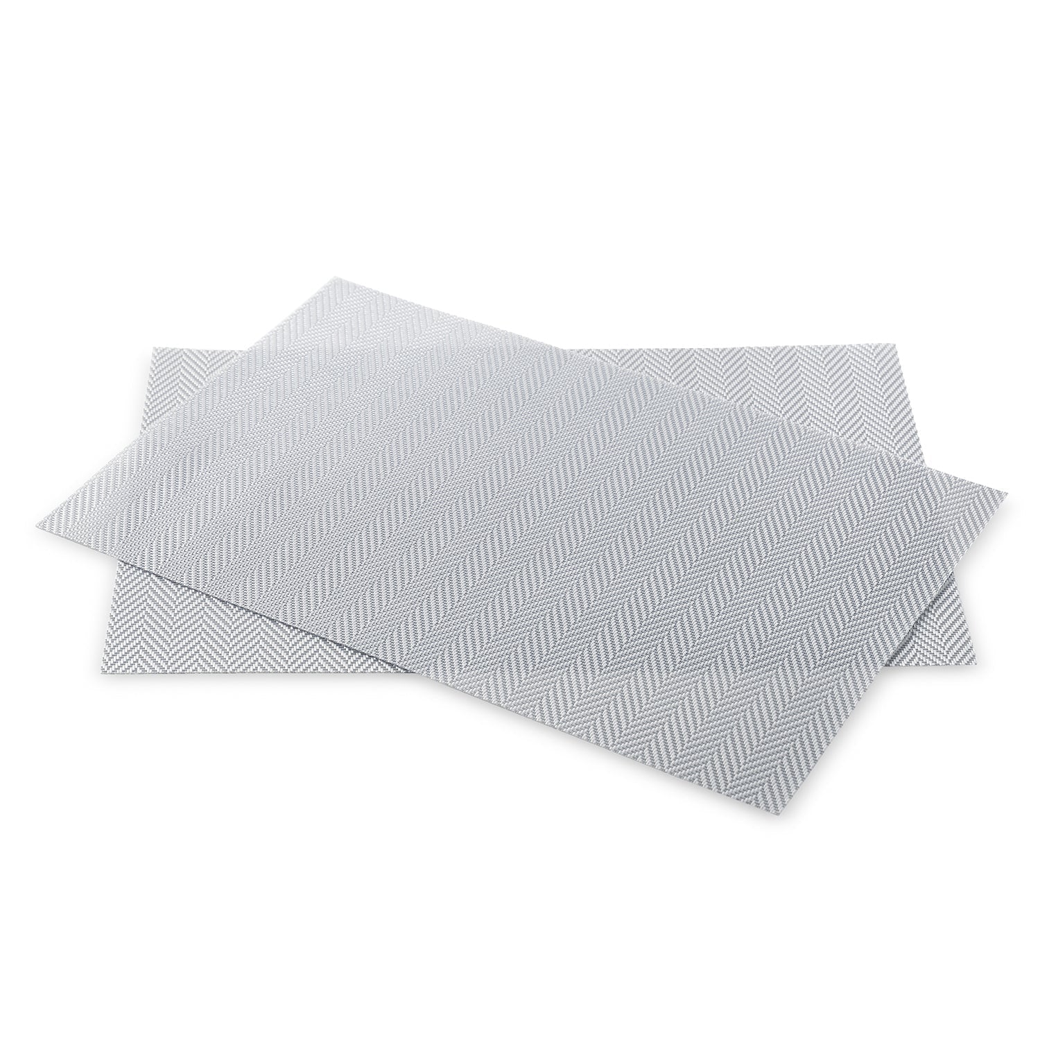 Set Of 2 Silver Herringbone Design Pvc Placemats