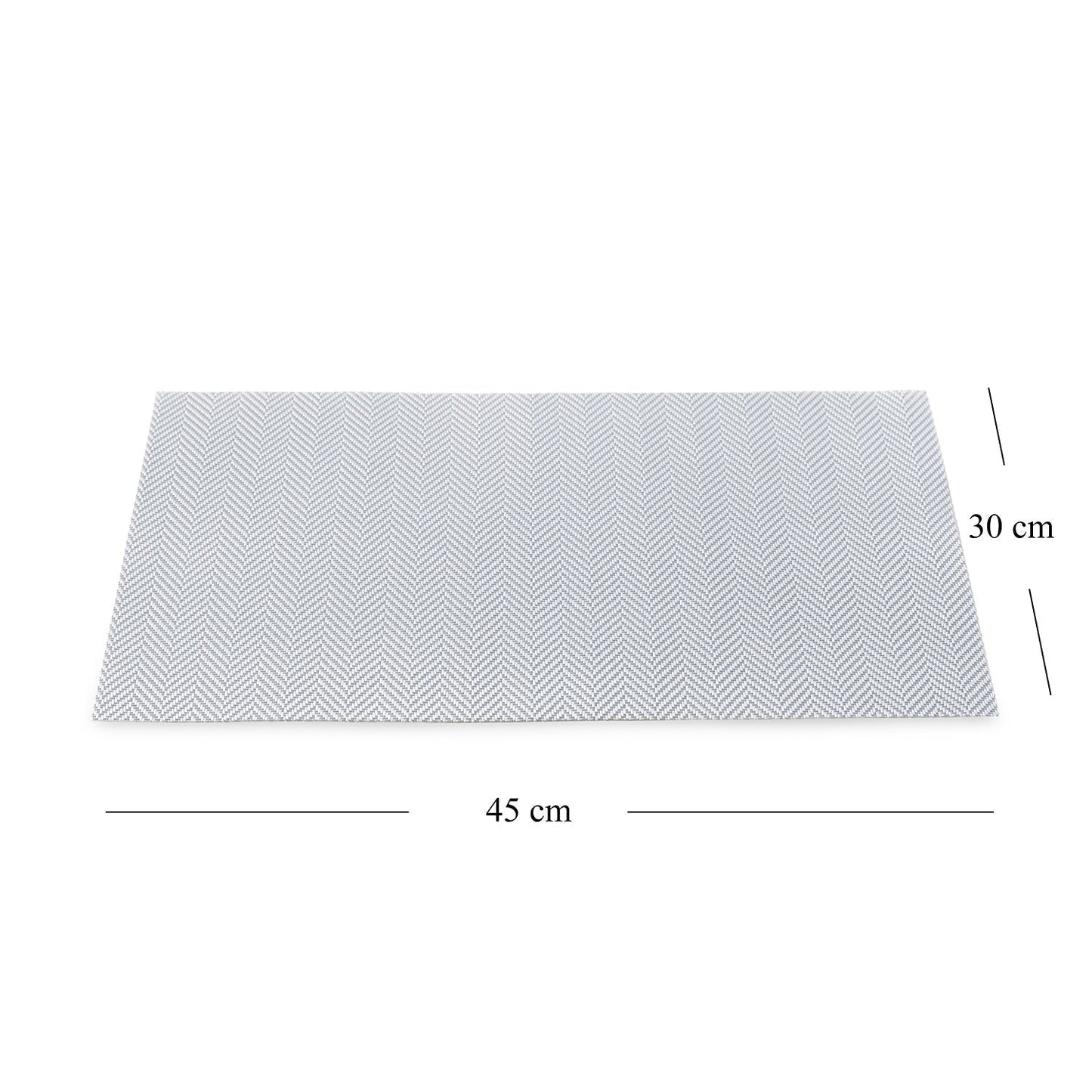 Set Of 2 Silver Herringbone Design Pvc Placemats
