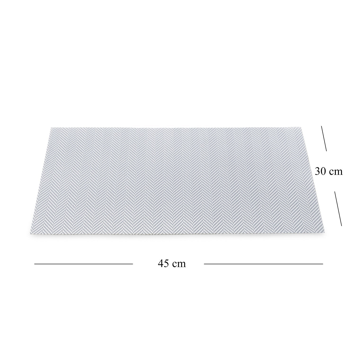 Set Of 2 Silver Herringbone Design Pvc Placemats