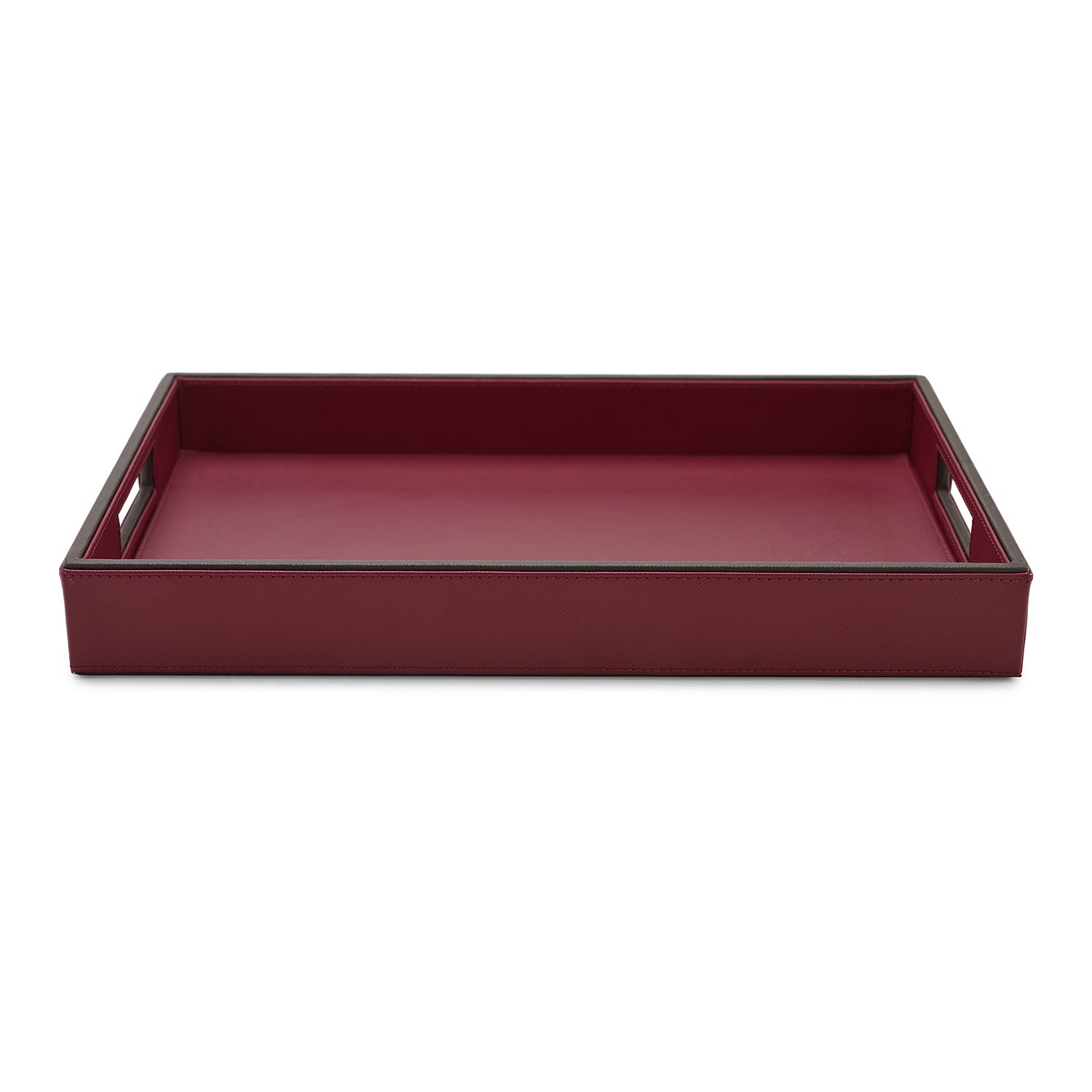 Red Rectangle Faux Leather Serving Tray