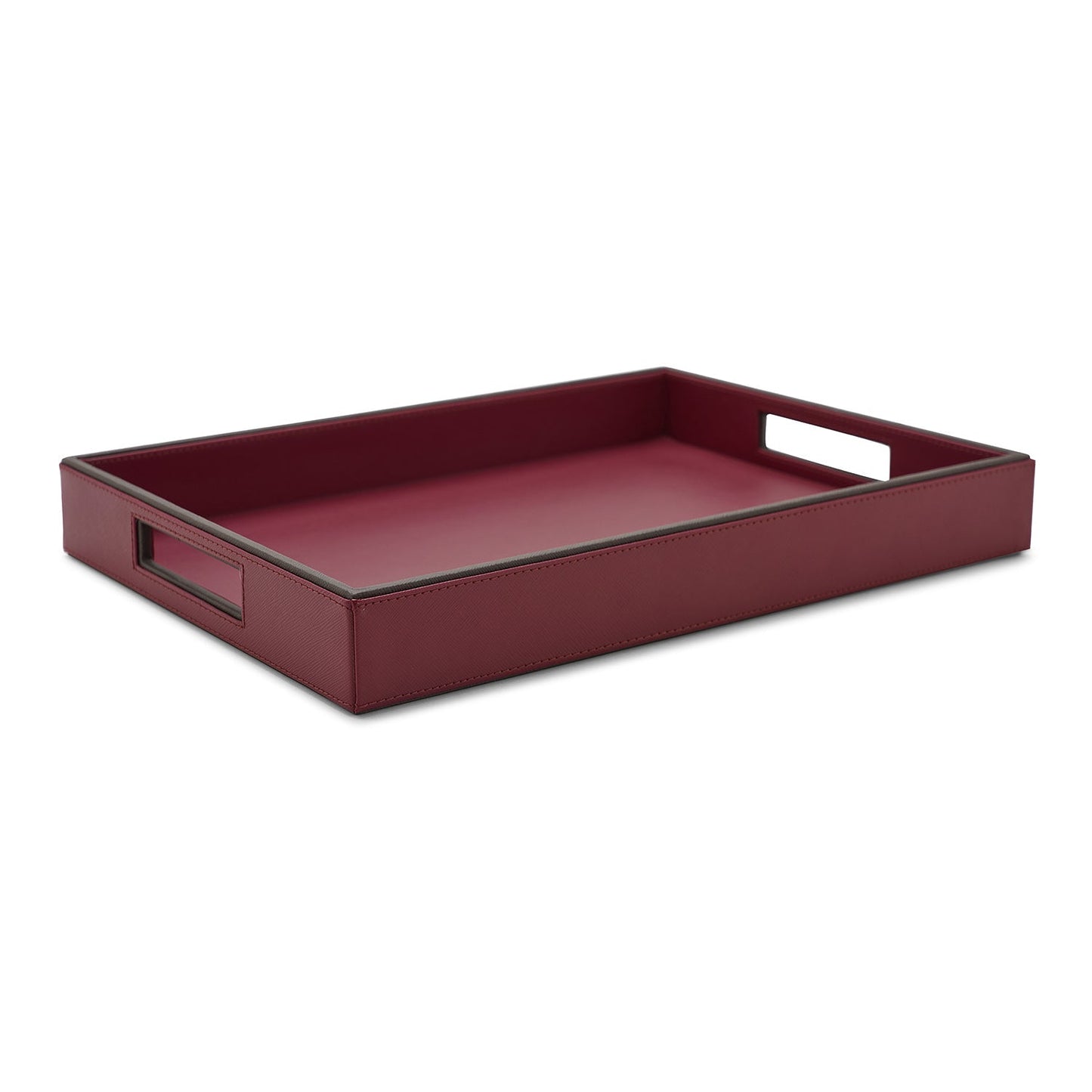 Red Rectangle Faux Leather Serving Tray