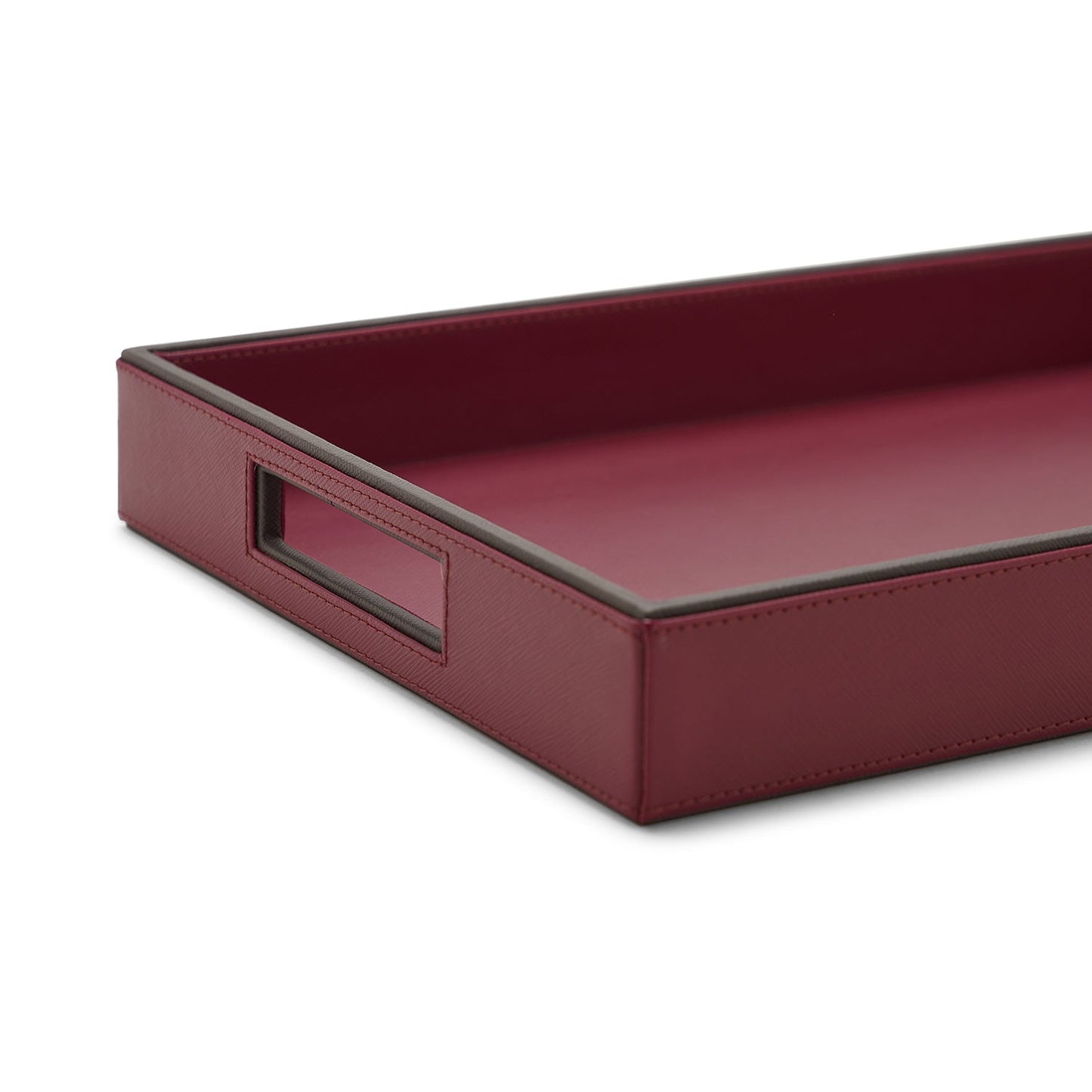 Red Rectangle Faux Leather Serving Tray