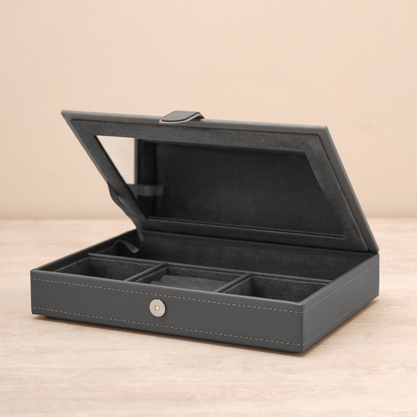 Grey Faux Leather Jewellery Box