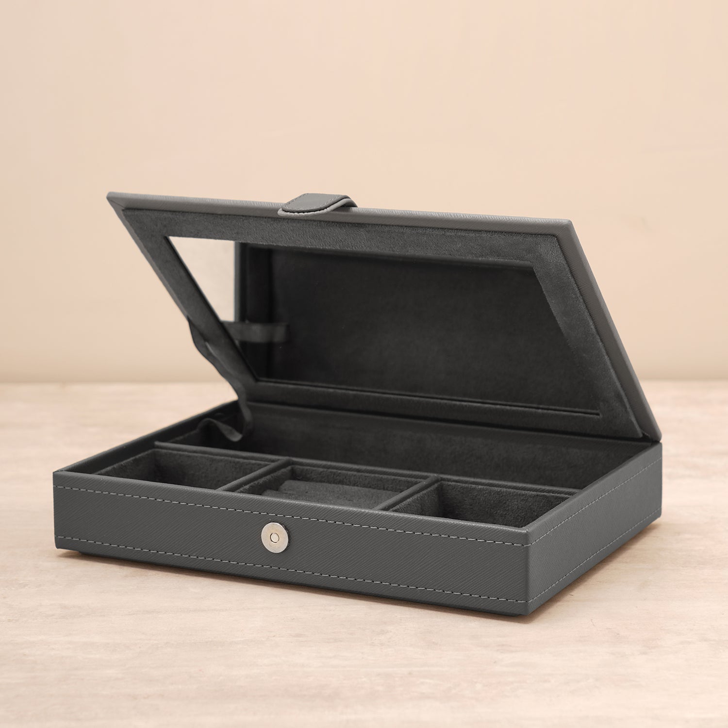 Grey Faux Leather Jewellery Box