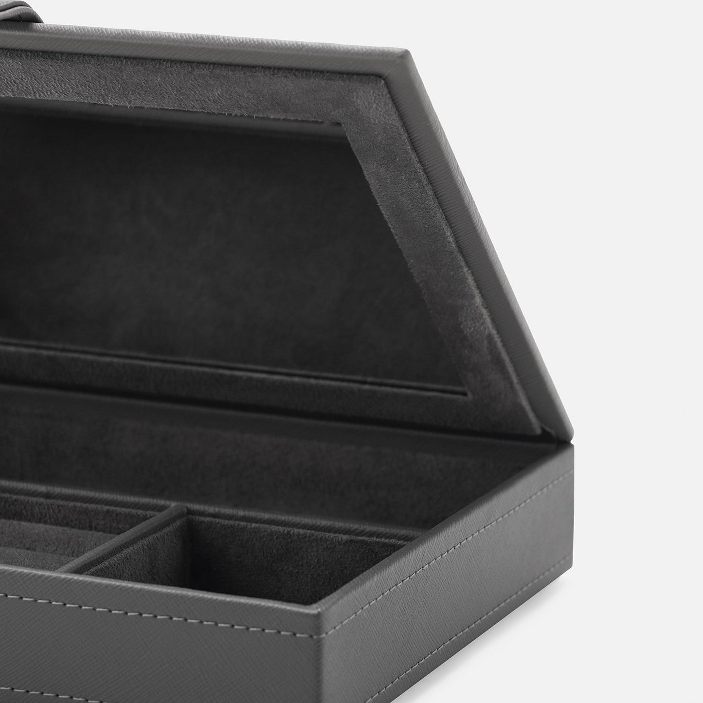 Grey Faux Leather Jewellery Box