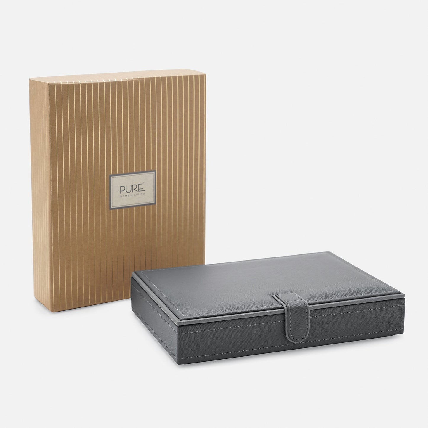 Grey Faux Leather Jewellery Box