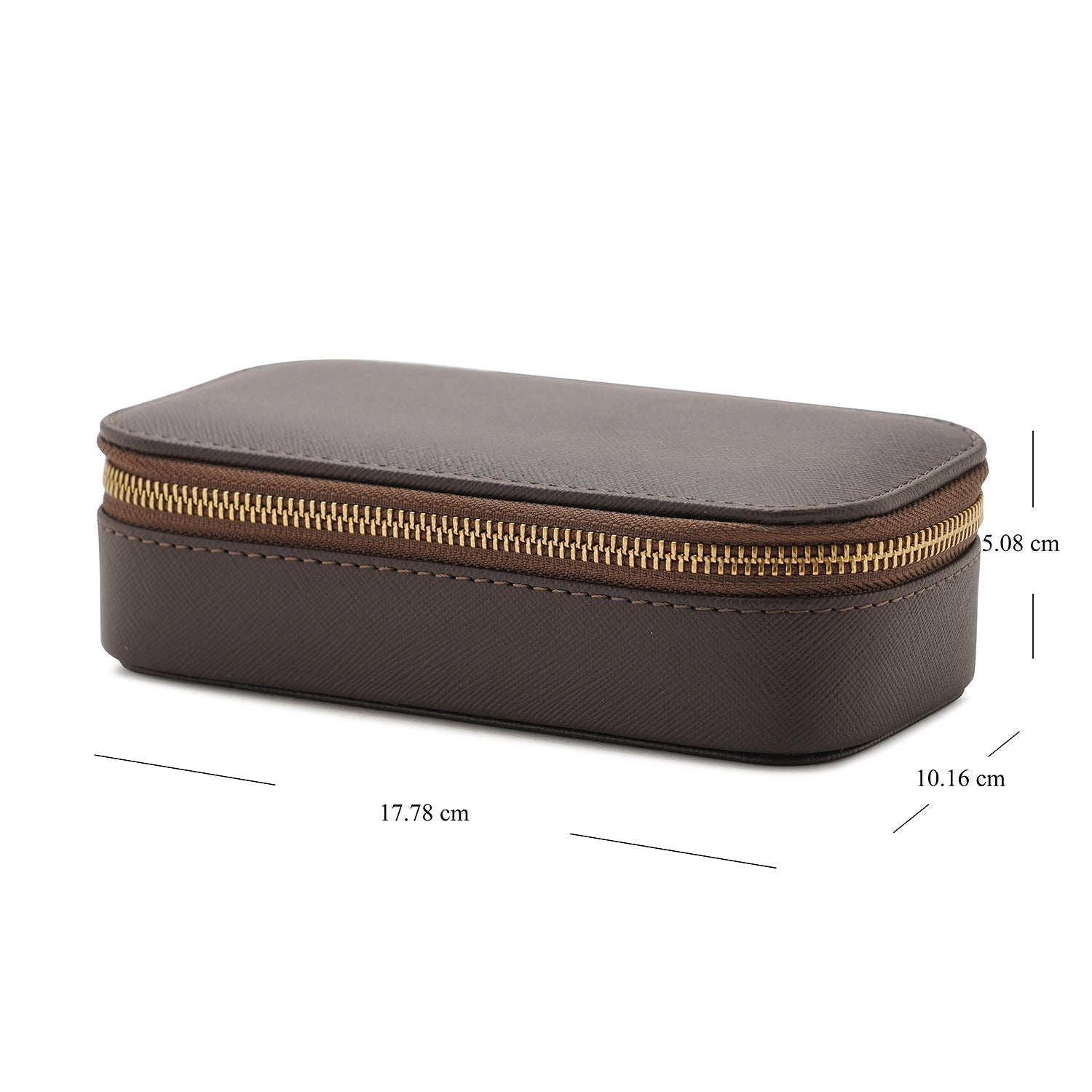 Dark Brown Rectangle Faux Leather Travel Jewellery Box