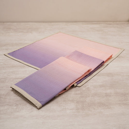 Set Of 4 Pink And Purple Ombre Cotton Napkins