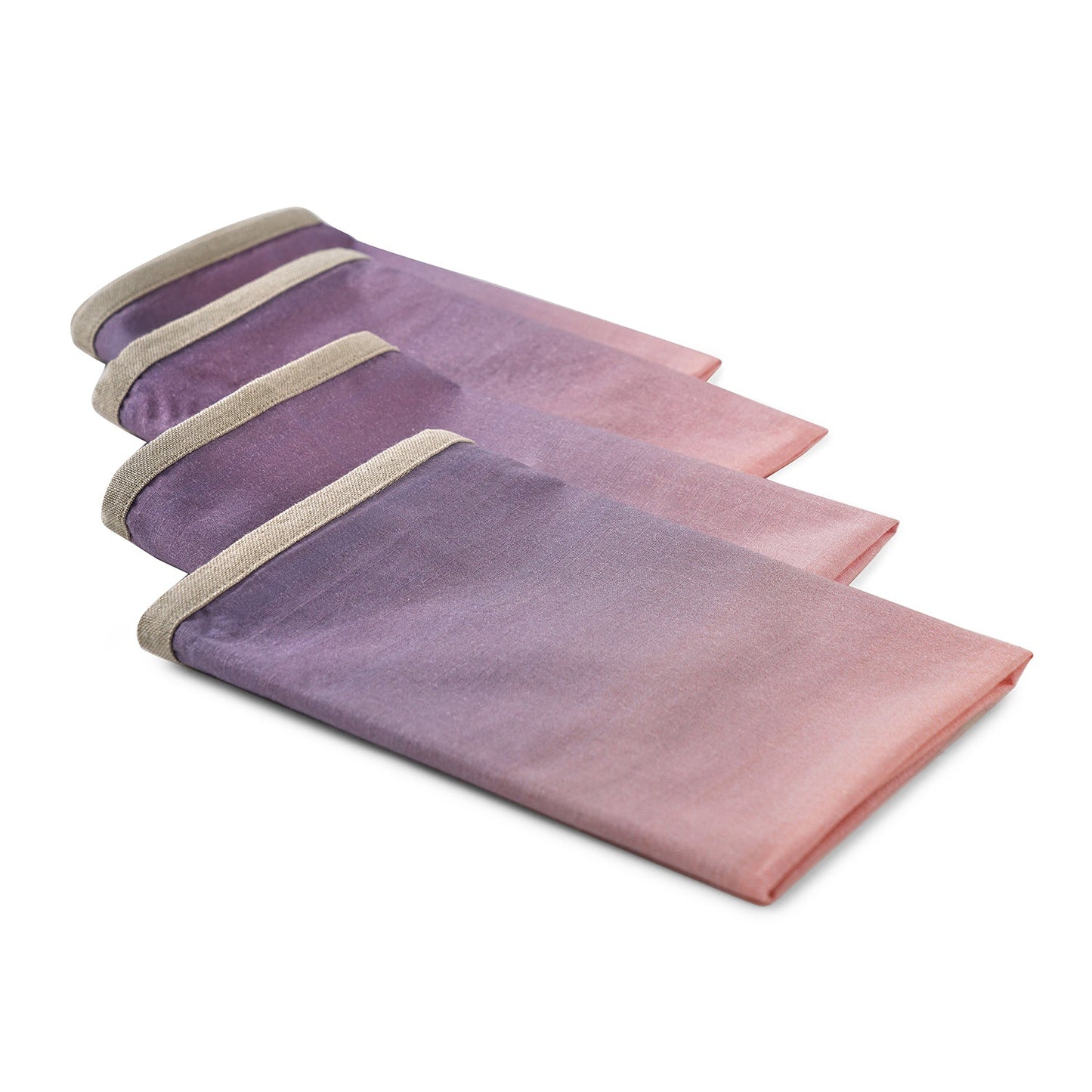 Set Of 4 Pink And Purple Ombre Cotton Napkins