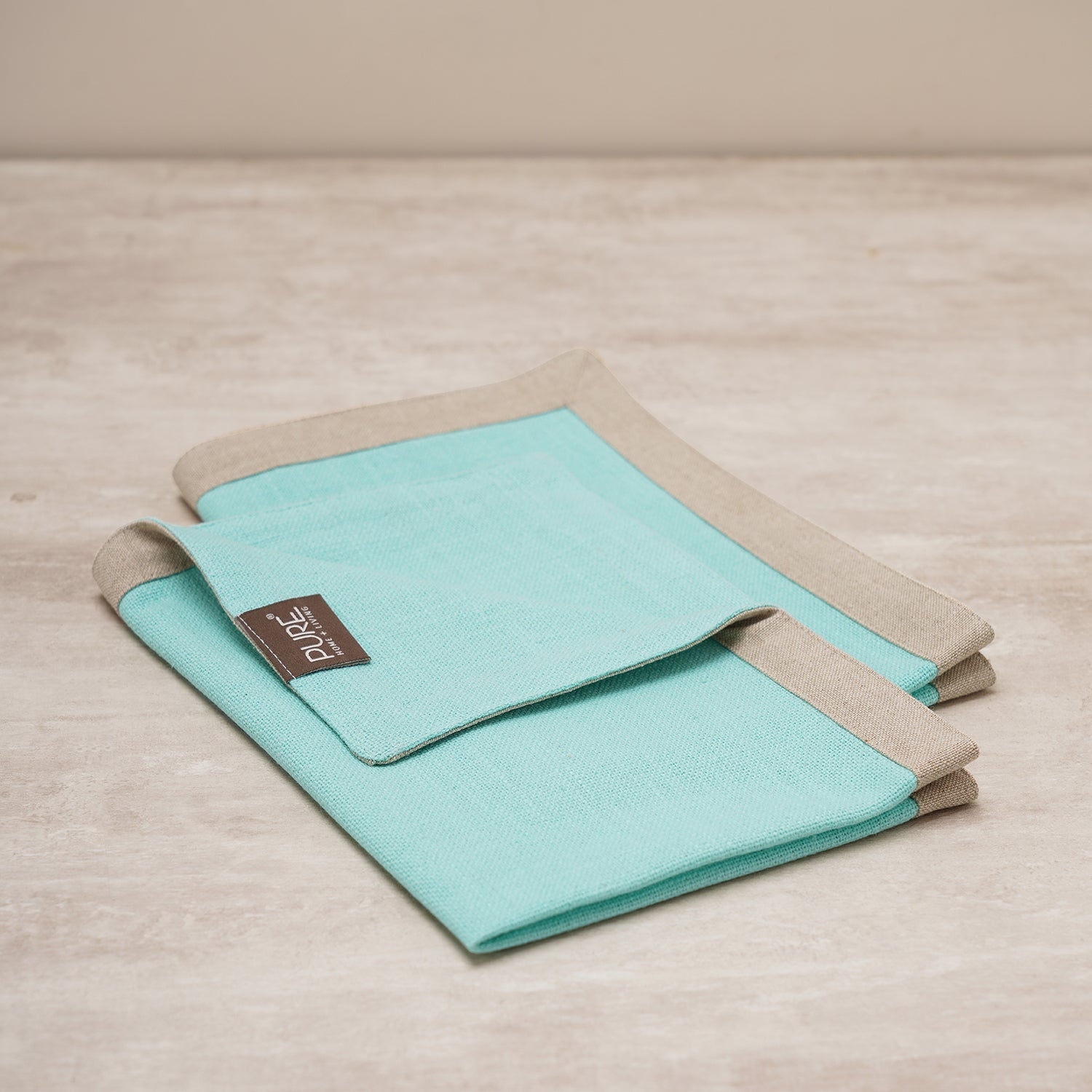 Set Of 2 Aqua Cotton Placemats