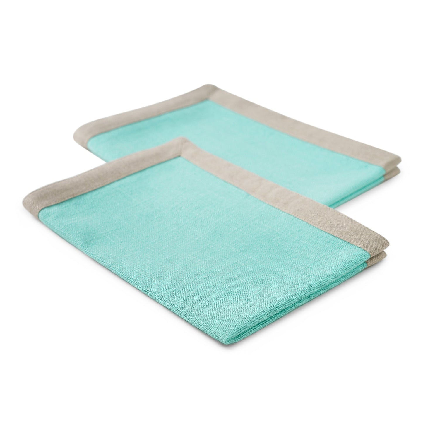 Set Of 2 Aqua Cotton Placemats