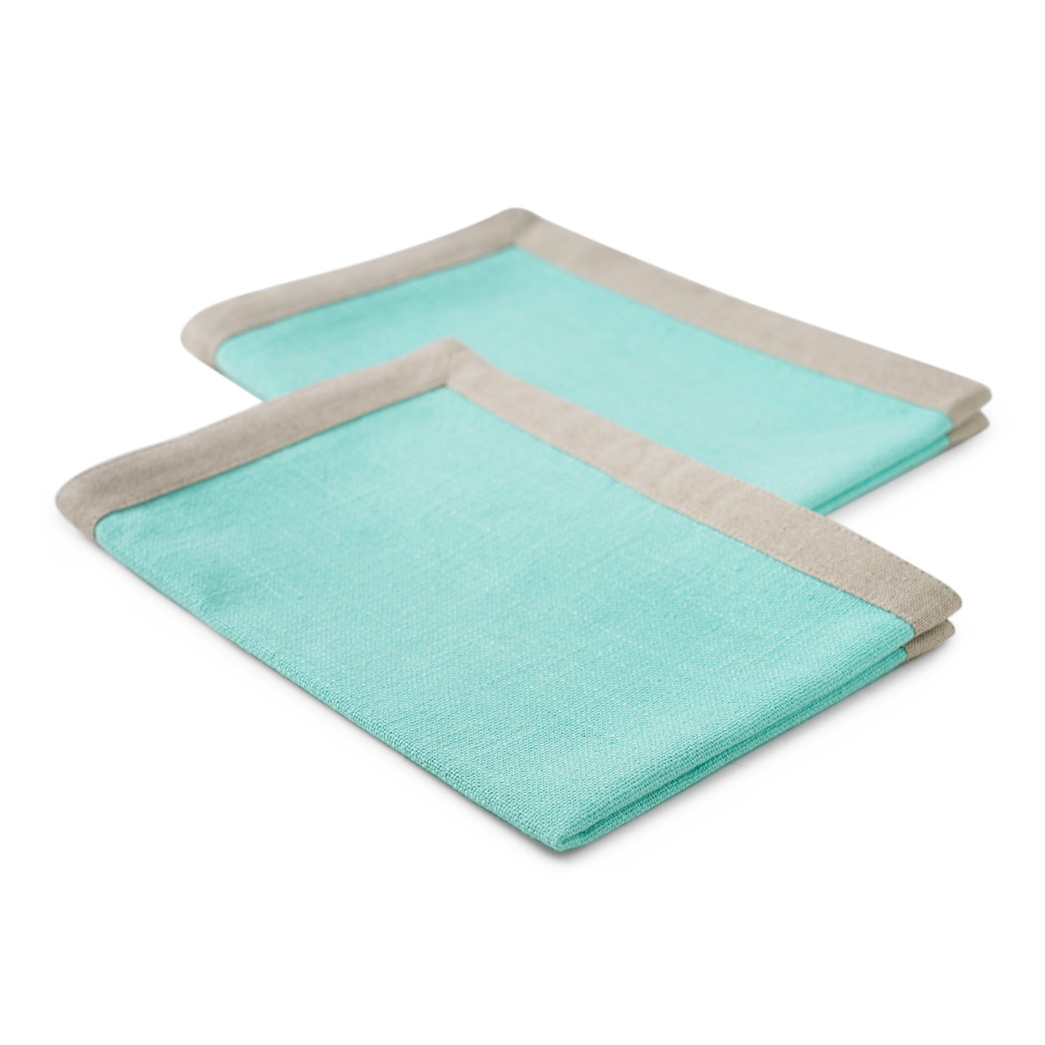 Set Of 2 Aqua Cotton Placemats