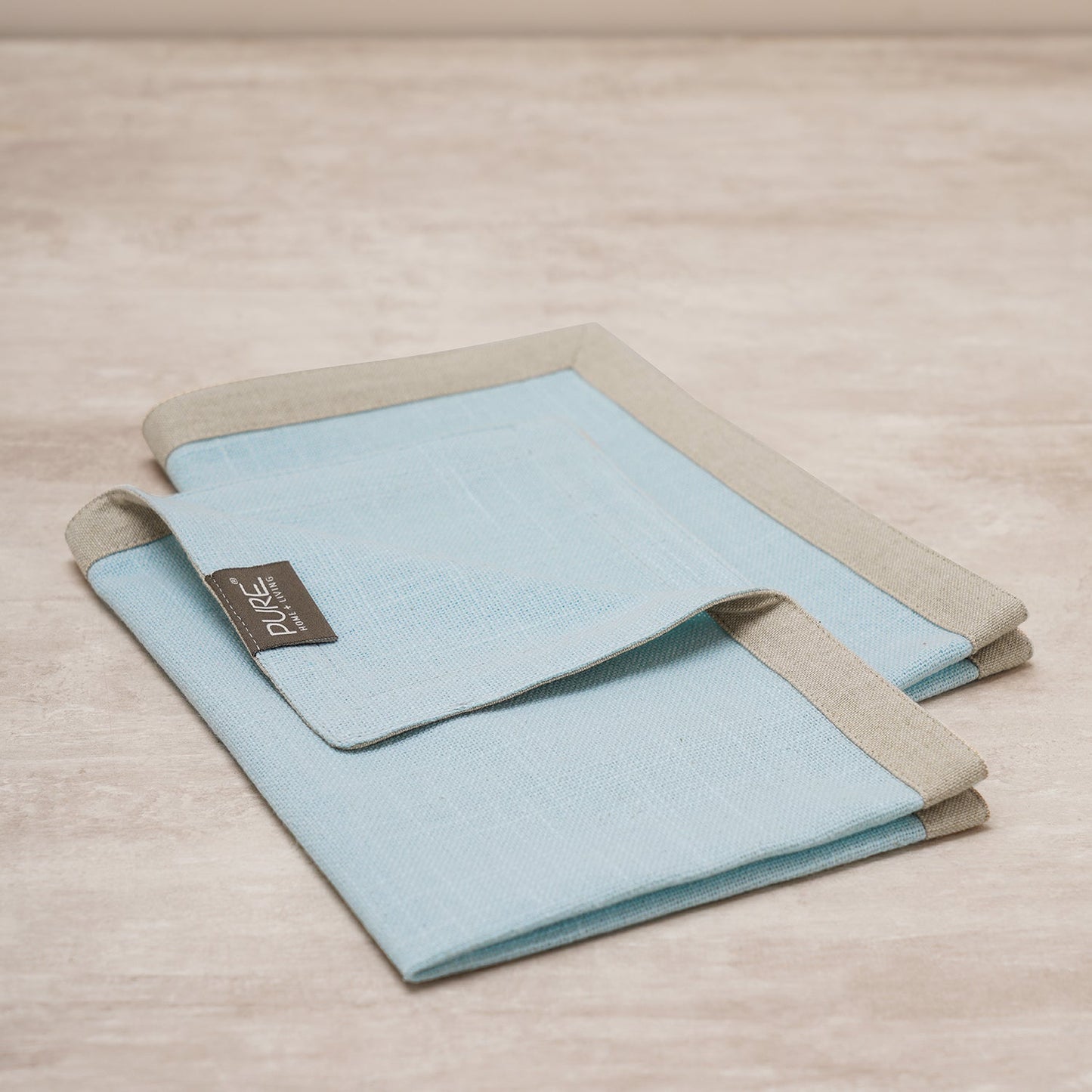 Set Of 2 Blue Cotton Placemats