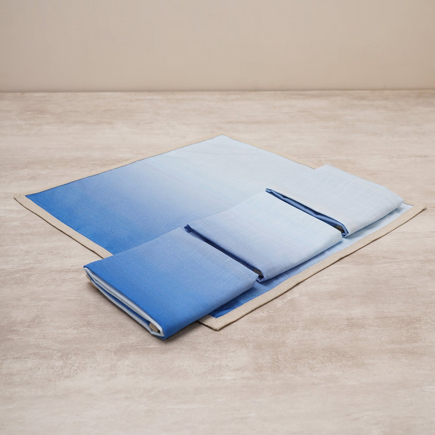 Set Of 4 Blue Ombre Cotton Napkins