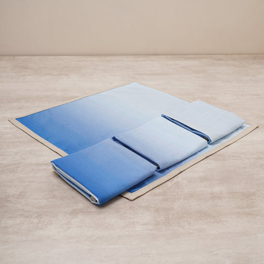 Set Of 4 Blue Ombre Cotton Napkins