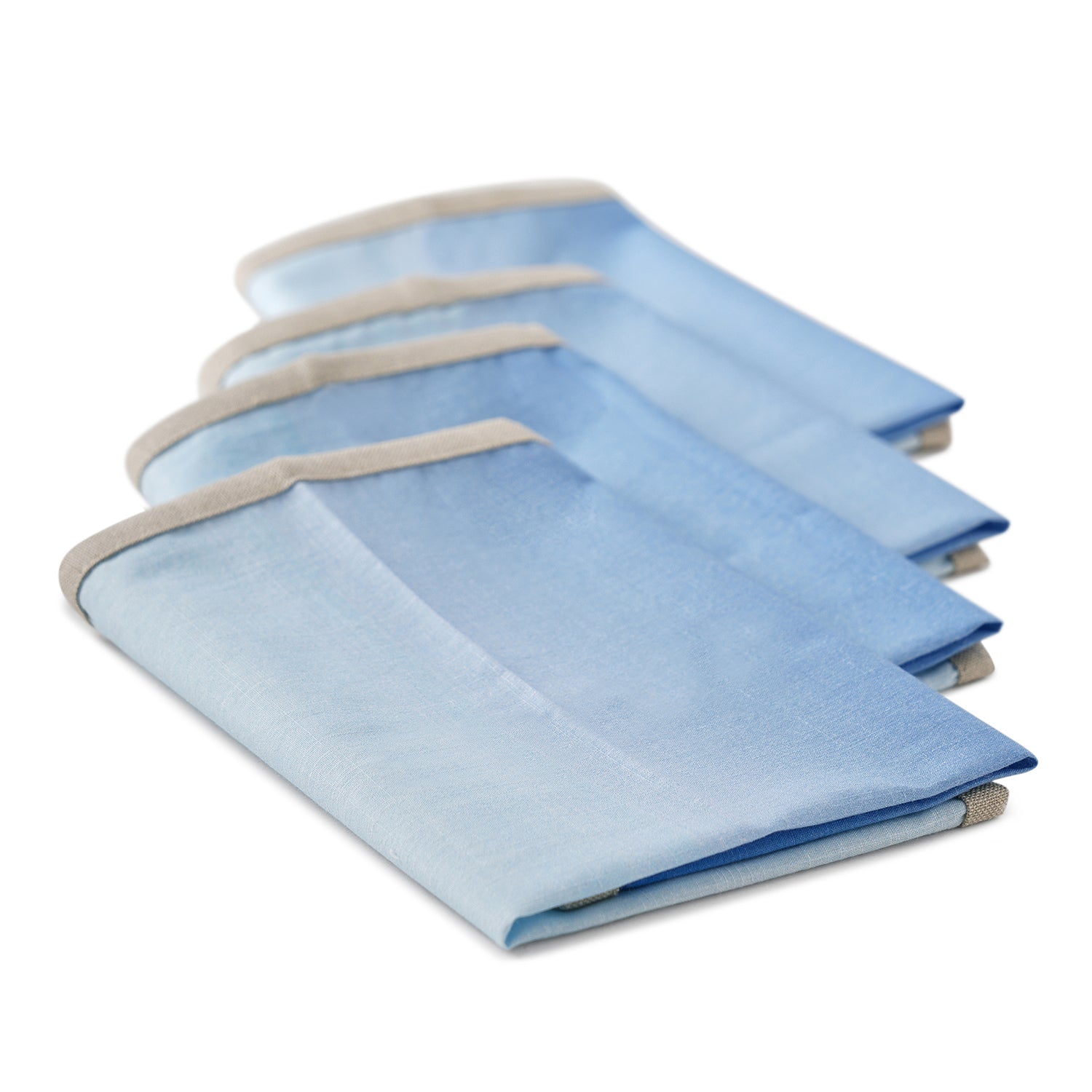 Set Of 4 Blue Ombre Cotton Napkins