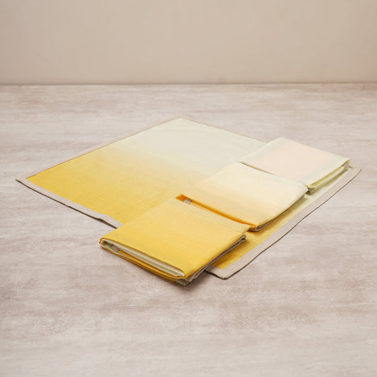 Set Of 4 Yellow Ombre Cotton Napkins