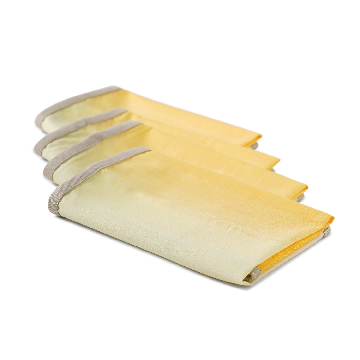 Set Of 4 Yellow Ombre Cotton Napkins