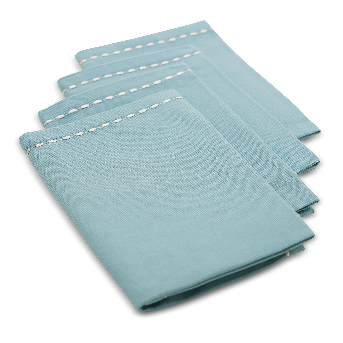 Set Of 4 Blue Cotton Napkins